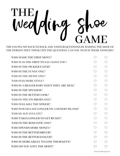 Free Printable Wedding Shoe Game
